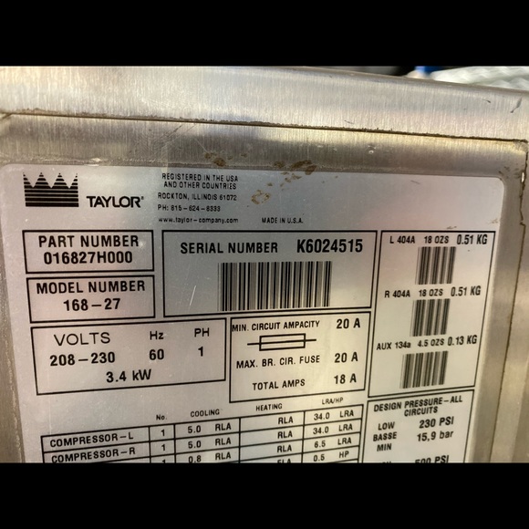 Taylor soft serve ice cream machine, model #168-27 - Picture 5 of 7